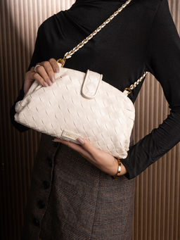 Inc.5 - Womens Cream Woven Sling Bag