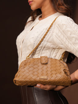 Inc.5 - Womens Khaki Woven Sling Bag