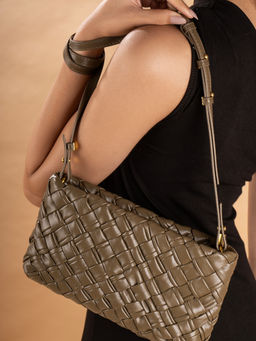 Inc.5 - Womens Green Woven Sling Bag