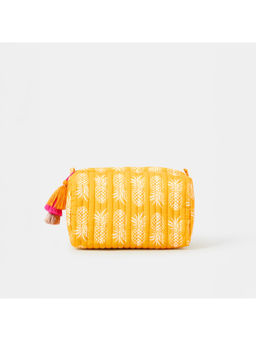 Accessorize London - Women Yellow Quilted Pineapple Make Up Pouch