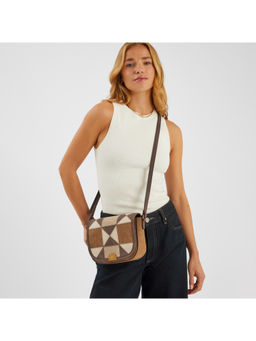 Accessorize London - Women Brown Patch Work Sling Bag