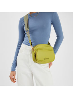 Accessorize London - Women Green Dina Double Zip Sling Bag