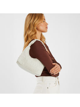 Accessorize London - Women White Quilted Handheld Bag with Detachable Strap