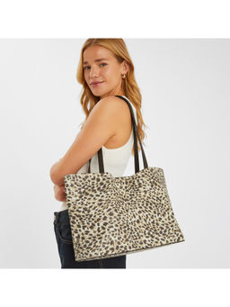 Accessorize London - Women Beige Cheetah Leo Tote Bag
