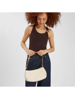 Accessorize London - Women Off White Chain Strap Shoulder Bag