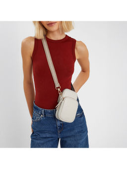 Accessorize London - Women Off White Webbing Strap Phone Bag