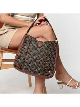 Accessorize London - Women Black Brady Monogram Shoulder Bag