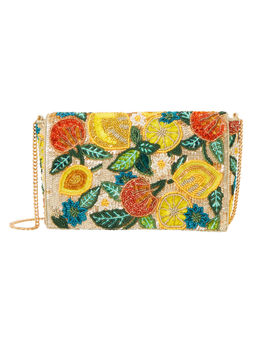 Accessorize London - Women Multi-Color Embellished Beaded Clutch with Detachable Strap