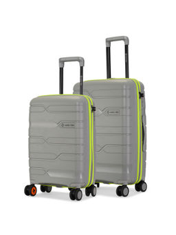 Nasher Miles - Grey Cannes Hard Sided Polypropylene Cabin Luggage Bags (Pack of 2)