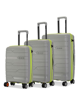 Nasher Miles - Grey Cannes Hard Sided Polypropylene Cabin Luggage Bags (Pack of 3) (S/M/L)