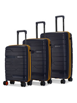 Nasher Miles - Navy Blue Cannes Hard Sided Polypropylene Cabin Luggage Bags (Pack of 3) (S/M/L)