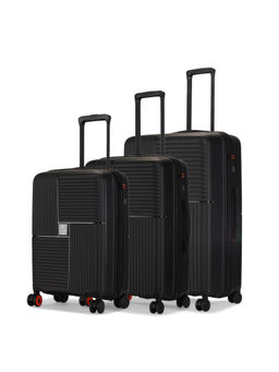 Nasher Miles - Black Singapore Hard Sided Polypropylene Cabin Luggage Bags (Pack of 3) (S/M/L)
