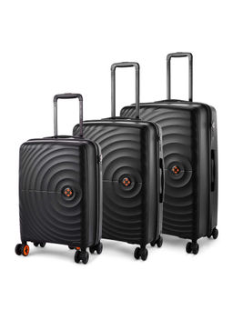 Nasher Miles - Black Seattle Hard Sided Polypropylene Cabin Luggage Bags (Pack of 3) (S/M/L)