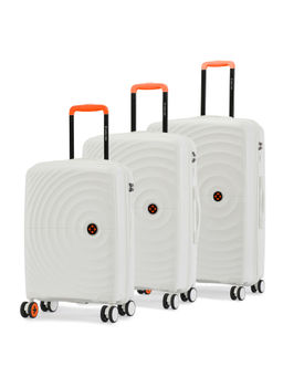 Nasher Miles - White Seattle Hard Sided Polypropylene Cabin Luggage Bags (Pack of 3) (S/M/L)