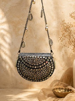 Adwita - Mini Kundan Antique Gold Sling Bag