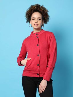Campus Sutra - Womens Red Solid Cotton Jacket