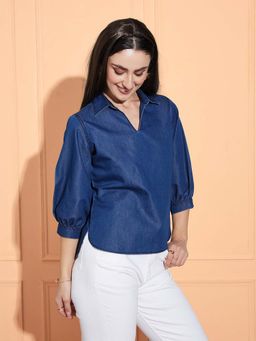 Miss Chase - Women Blue Denim Top