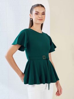 Miss Chase - Women Green Polyester Top