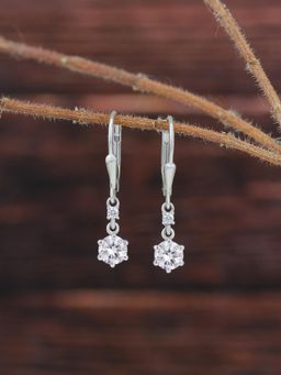 Ornate Jewels - 925 Silver 0.5 Carat American Diamond Solitaire Dangle Earring for Women and Girls (One Size)