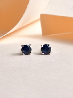 Ornate Jewels - 925 Silver Blue Sapphire Stud Earring for Women and Girls (Free Size)