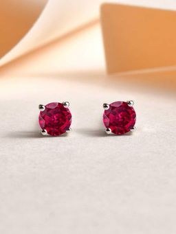Ornate Jewels - 925 Silver 0.5 Carat Red Ruby Solitaire Stud Earring for Women & Girls