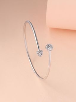 Ornate Jewels - 925 Silver Round American Diamond Heart Bangle for Women & Girls (2.6)
