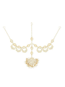 Zaveri Pearls - Gold Tone Kundan and Pearls Bridal Mathapatti Style Maangtikka-ZPFK12189