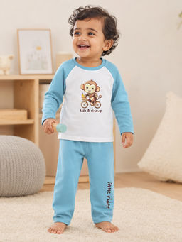 Bontots - Blue Unisex Lyocell Cotton T-Shirt With Pyjama
