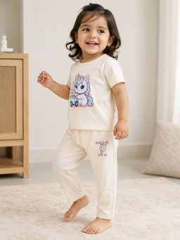 Bontots - Cream Kids Unisex Lyocell Cotton T-Shirt With Pyjama