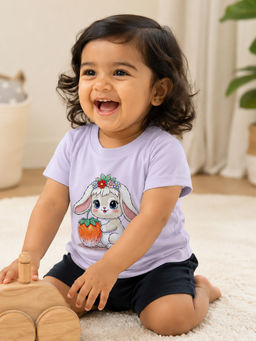 Bontots - Lavender Kids Unisex Lyocell Cotton T-Shirt With Shorts