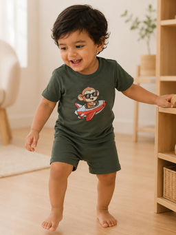 Bontots - Green Kids Unisex Lyocell Cotton Co-Ord Set