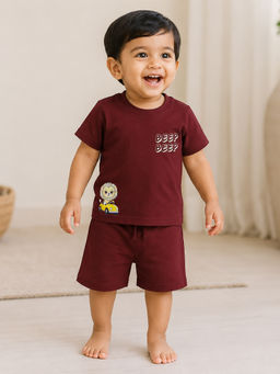Bontots - Maroon Kids Unisex Lyocell Cotton Co-Ord Set
