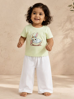 Bontots - Yellow Girls Lyocell Cotton T-Shirt And Pant