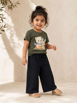 Bontots - Green Girls Lyocell Cotton T-Shirt And Pant