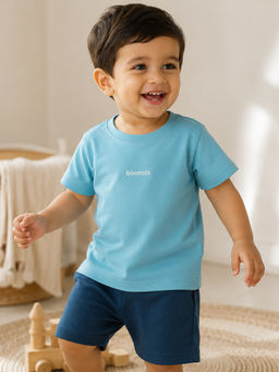 Bontots - Blue Kids Unisex Lyocell Cotton T-Shirt