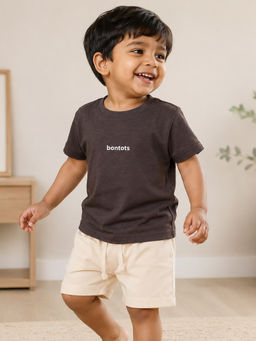 Bontots - Brown Kids Unisex Lyocell Cotton T-Shirt
