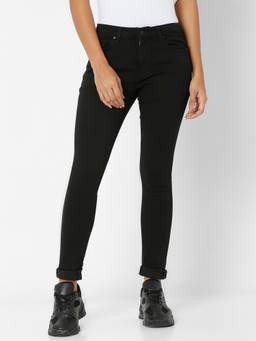Spykar - Women Black Cotton Skinny Fit Regular Fit Jeans