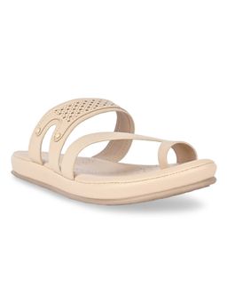 ROCIA - Beige Women Laser Cut One Toe Flat Sandals
