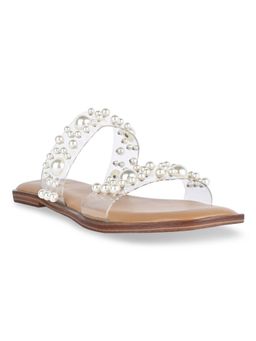 ROCIA - Transparent Women Vinyl Embellished Pearl Flats