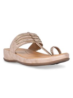 ROCIA - Rose Gold Women Stitch Down Comfortable Kolhapuri Sandals