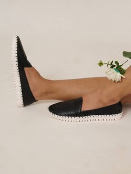 Sherrif Shoes - Black Pattern Design Casual Loafers