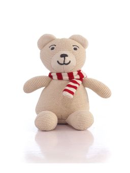 PLUCHI - Baby Bear with Scarf Cotton Knitted Stuffed Soft Toy