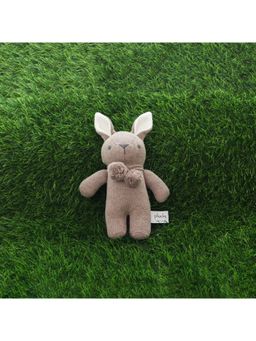 PLUCHI - Toto Bear Cotton Knitted Stuffed Soft Rattle Toy - Spring Dust Melange & Natural