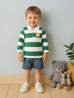 MINI KLUB - Cotton Full Sleeves Striped Polo T-Shirt
