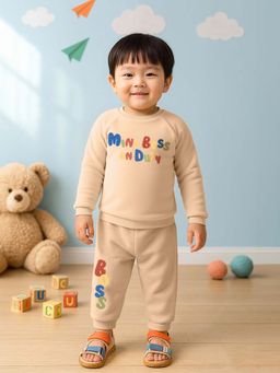 MINI KLUB - Cotton Full Sleeve Text Printed Sweatshirt with Pant