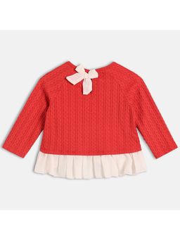 MINI KLUB - Cotton Full Sleeves Self Design Knit Top - Red