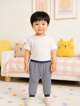 MINI KLUB - Cotton Striped and Animal Printed Knit Joggers (Pack of 2)