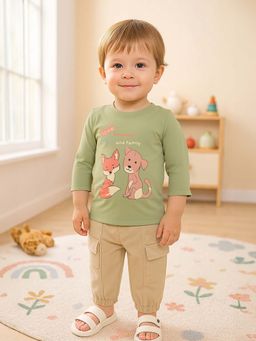 MINI KLUB - Cotton Full Sleeves Animal Printed Multi-Colour T-Shirt (Pack of 2)