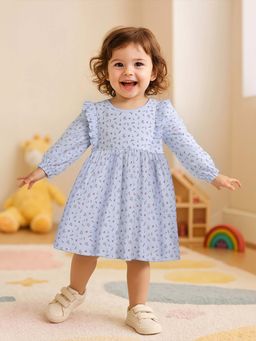 MINI KLUB - Cotton Full Sleeves Printed Multi-Colour Dress (Pack of 2)