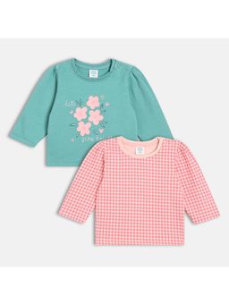 MINI KLUB - Cotton Full Sleeves Floral Printed Knit Tops (Pack of 2)